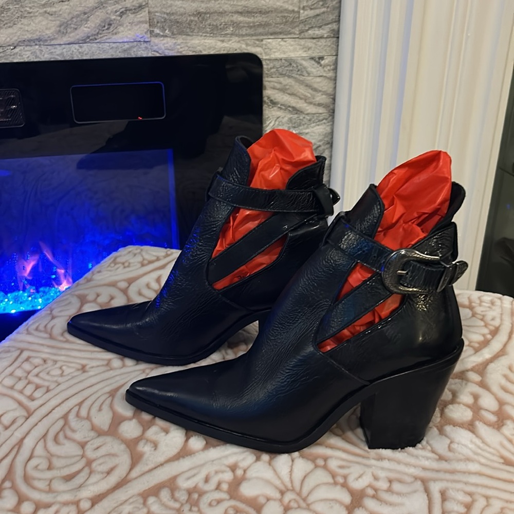 Black Ankle Boots with Buckle Detail